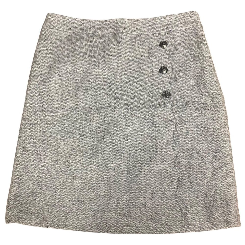Talbots Wool Blend Chevron Crest Button Skirt Gra… - image 1